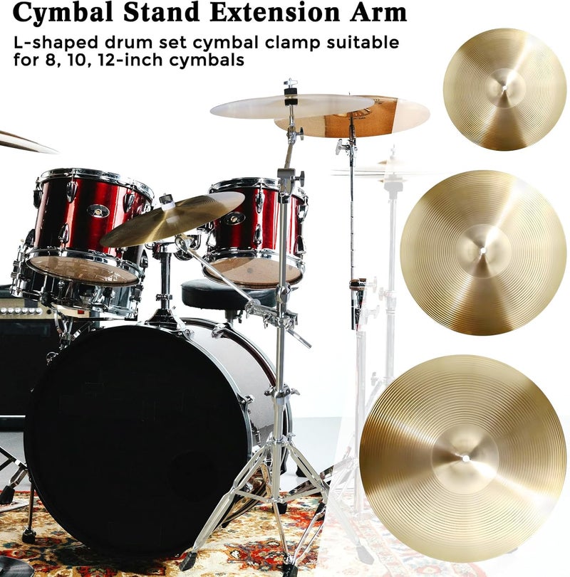 RANMING Drum Set Mounting Clamp Cymbal Stand Extension Arm L-Shaped Cymbal Clamp for 8-12 Inch Splash Cymbals, Adjustable Cymbal Arm for 15-33mm Cymbal Stands,Long Boom Cymbal Arm for Drummer Beginner - Image 4